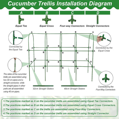 67 x 50 Cucumber Trellis for Raised Bed, U-Shape Metal Large Garden Trellis for Climbing Plants Outdoors with Netting, Garden Tools, Cucumber Arch Trellis for Vegetable Fruit Flower Plant Support
