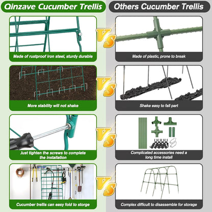 67 x 50 Cucumber Trellis for Raised Bed, U-Shape Metal Large Garden Trellis for Climbing Plants Outdoors with Netting, Garden Tools, Cucumber Arch Trellis for Vegetable Fruit Flower Plant Support