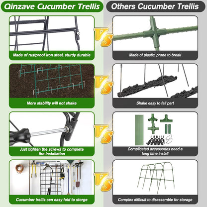 67 x 50 Cucumber Trellis for Raised Bed, U-Shape Metal Large Garden Trellis for Climbing Plants Outdoors with Netting, Garden Tools, Cucumber Arch Trellis for Vegetable Fruit Flower Plant Support