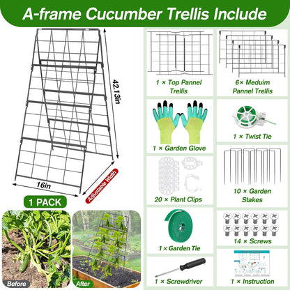 67 x 50 Cucumber Trellis for Raised Bed, U-Shape Metal Large Garden Trellis for Climbing Plants Outdoors with Netting, Garden Tools, Cucumber Arch Trellis for Vegetable Fruit Flower Plant Support