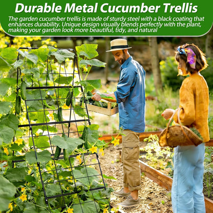 67 x 50 Cucumber Trellis for Raised Bed, U-Shape Metal Large Garden Trellis for Climbing Plants Outdoors with Netting, Garden Tools, Cucumber Arch Trellis for Vegetable Fruit Flower Plant Support
