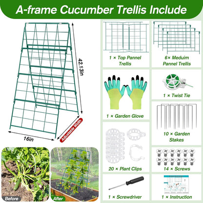 67 x 50 Cucumber Trellis for Raised Bed, U-Shape Metal Large Garden Trellis for Climbing Plants Outdoors with Netting, Garden Tools, Cucumber Arch Trellis for Vegetable Fruit Flower Plant Support