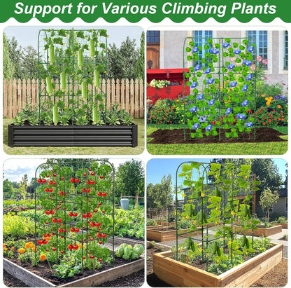67 x 50 Cucumber Trellis for Raised Bed, U-Shape Metal Large Garden Trellis for Climbing Plants Outdoors with Netting, Garden Tools, Cucumber Arch Trellis for Vegetable Fruit Flower Plant Support