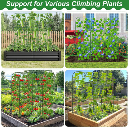 67 x 50 Cucumber Trellis for Raised Bed, U-Shape Metal Large Garden Trellis for Climbing Plants Outdoors with Netting, Garden Tools, Cucumber Arch Trellis for Vegetable Fruit Flower Plant Support