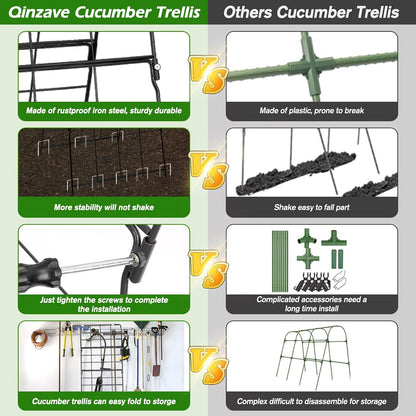 67 x 50 Cucumber Trellis for Raised Bed, U-Shape Metal Large Garden Trellis for Climbing Plants Outdoors with Netting, Garden Tools, Cucumber Arch Trellis for Vegetable Fruit Flower Plant Support