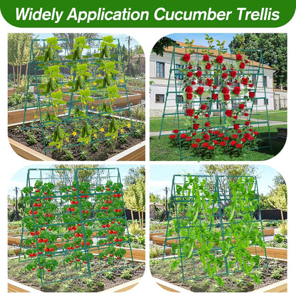 67 x 50 Cucumber Trellis for Raised Bed, U-Shape Metal Large Garden Trellis for Climbing Plants Outdoors with Netting, Garden Tools, Cucumber Arch Trellis for Vegetable Fruit Flower Plant Support