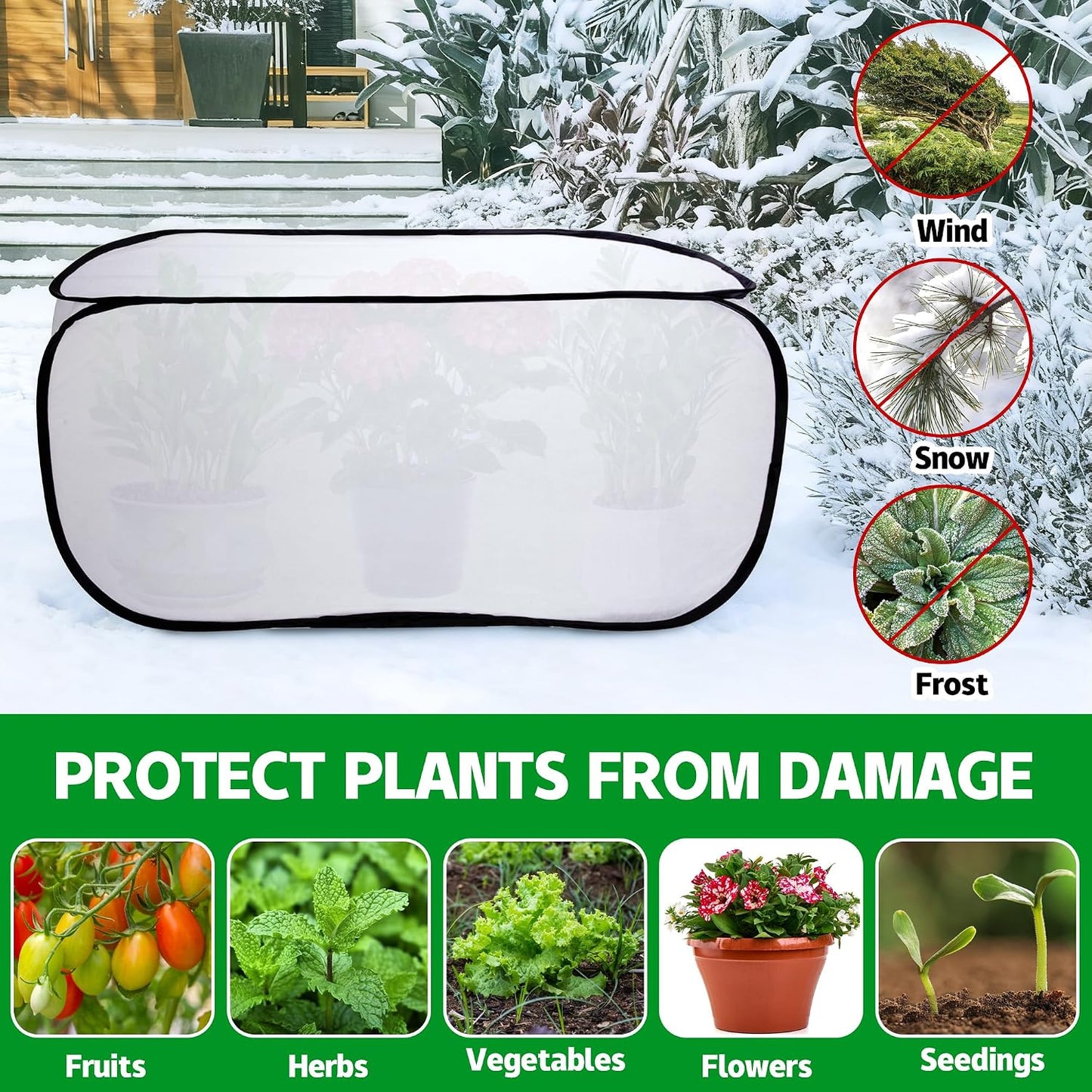 39"x17"x17" Pop up Frost Protection Plant Cover, Plants Freeze Protection