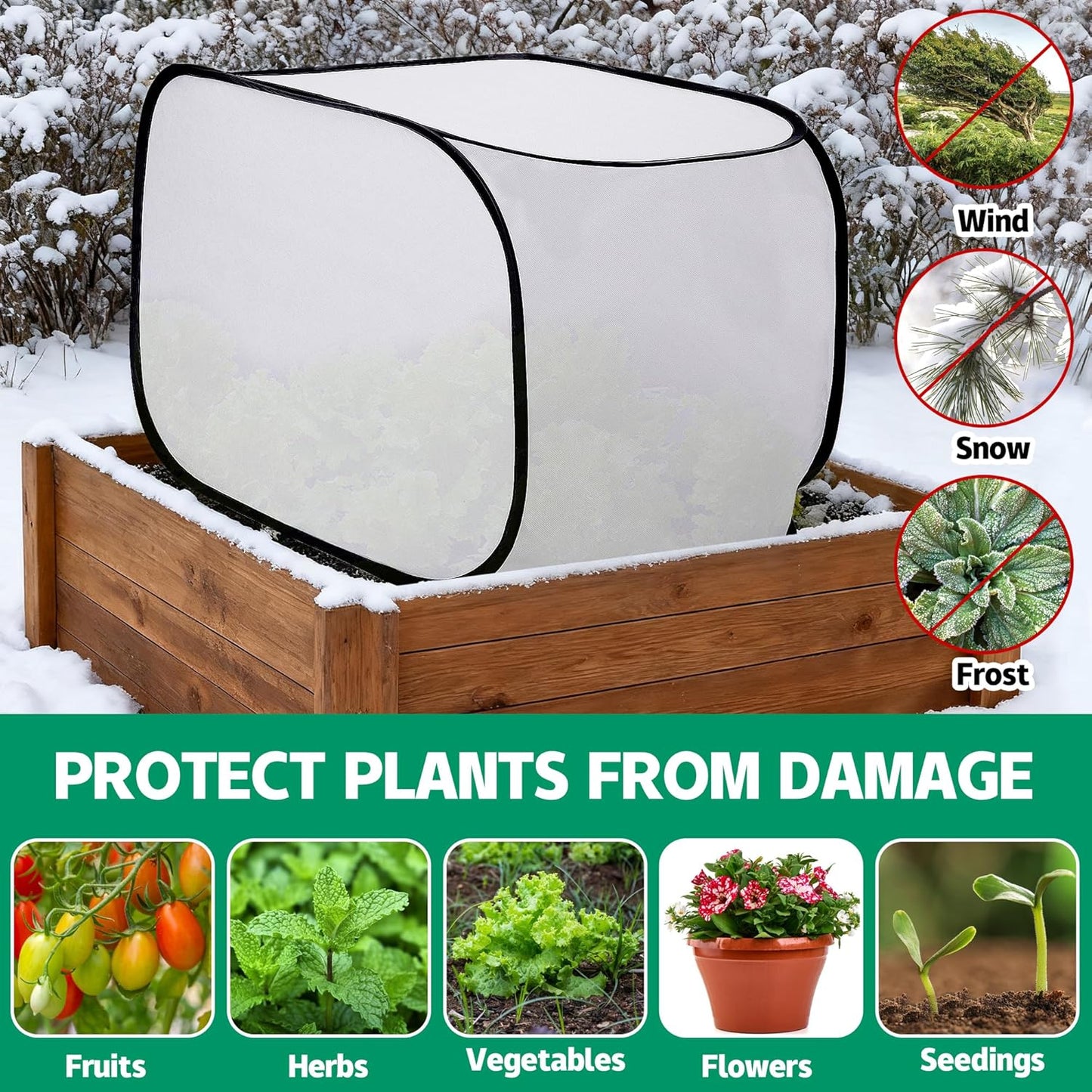 39"x17"x17" Pop up Frost Protection Plant Cover, Plants Freeze Protection