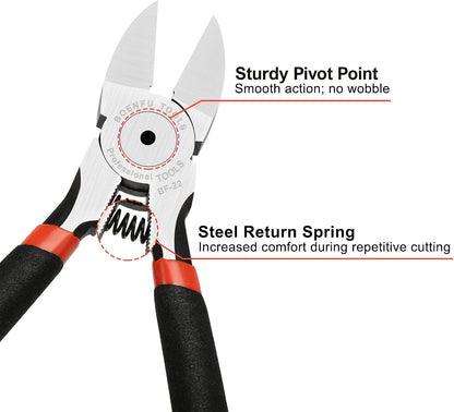 6 Inches Wire Cutters Heavy Duty Snips Flush Cut Side Cutters Pliers