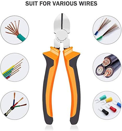 6 Inches Wire Cutters Heavy Duty Snips Flush Cut Side Cutters Pliers