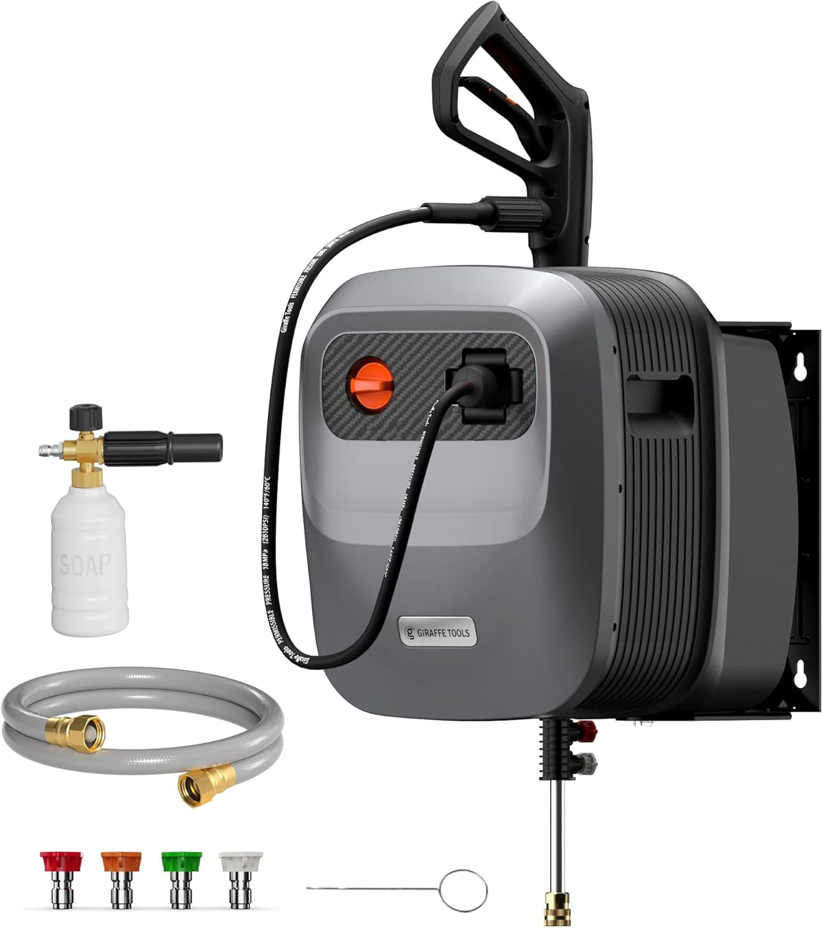 Grandfalls Retractable Wall Mount Pressure Washer G20B, 65FT