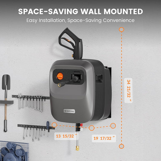 Grandfalls Retractable Wall Mount Pressure Washer G20B, 65FT
