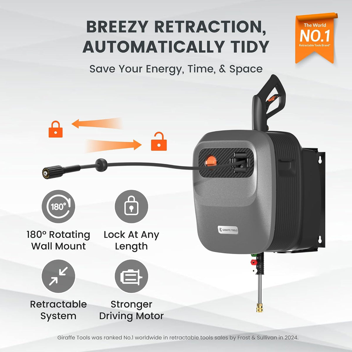 Grandfalls Retractable Wall Mount Pressure Washer G20B, 65FT