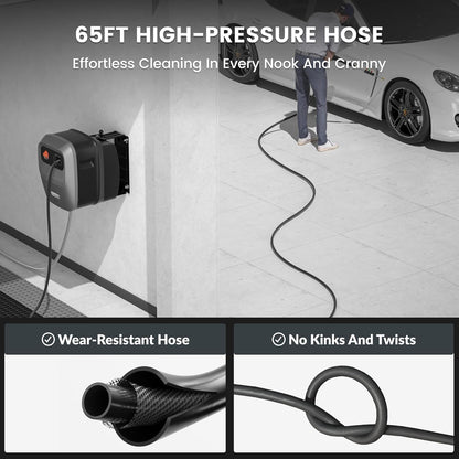 Grandfalls Retractable Wall Mount Pressure Washer G20B, 65FT