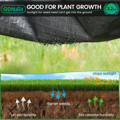 3ftx100ft Weed Barrier Landscape Fabric Heavy Duty, 3.2oz Weed Barrier Fabric, Easy Setup Woven Garden Landscaping Fabric
