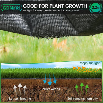 3ftx100ft Weed Barrier Landscape Fabric Heavy Duty, 3.2oz Weed Barrier Fabric, Easy Setup Woven Garden Landscaping Fabric
