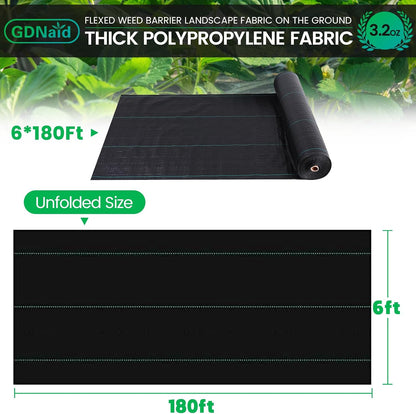 3ftx100ft Weed Barrier Landscape Fabric Heavy Duty, 3.2oz Weed Barrier Fabric, Easy Setup Woven Garden Landscaping Fabric