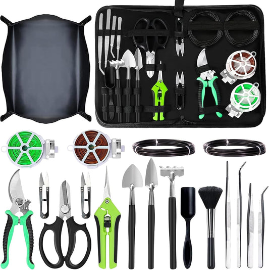 20-Piece Bonsai Tool Kit, Gardening Tools Set with Pruning Shears