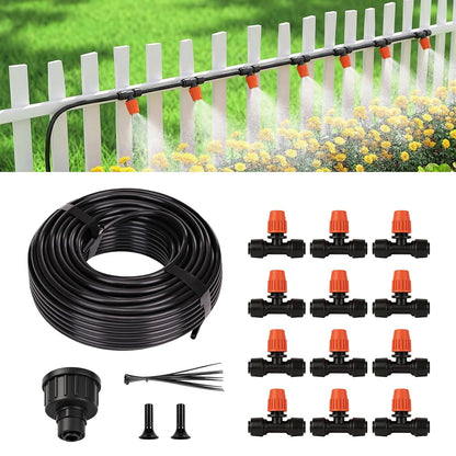 100FT Drip Irrigation System Kit, Quick Connect Garden Watering System, Easy Install Drip Irrigation Kit with 1/2" & 1/4" Tubing, Adjustable Emitters for Garden, Raised Beds, Greenhouse