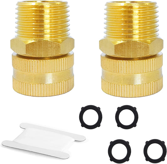 Solid brass Garden Hose Fittings Connectors Adapter Heavy Duty Brass Repair Female to male faucet leader coupler dual water hose connector(3/4" GHT Female to 1/2" NPT Male) 2 Pcs