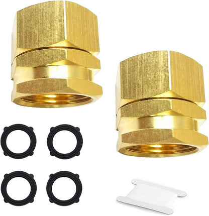 Solid brass Garden Hose Fittings Connectors Adapter Heavy Duty Brass Repair Female to male faucet leader coupler dual water hose connector(3/4" GHT Female to 1/2" NPT Male) 2 Pcs
