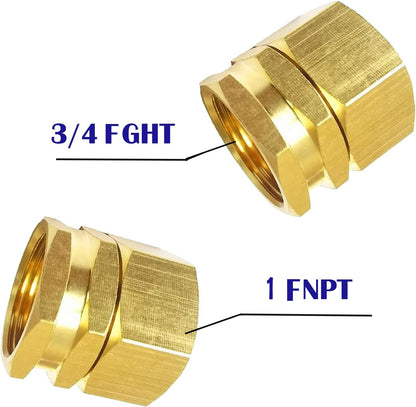 Solid brass Garden Hose Fittings Connectors Adapter Heavy Duty Brass Repair Female to male faucet leader coupler dual water hose connector(3/4" GHT Female to 1/2" NPT Male) 2 Pcs