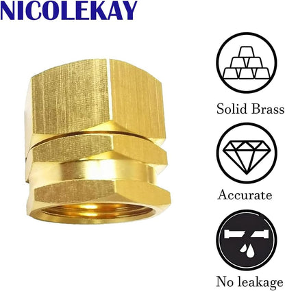 Solid brass Garden Hose Fittings Connectors Adapter Heavy Duty Brass Repair Female to male faucet leader coupler dual water hose connector(3/4" GHT Female to 1/2" NPT Male) 2 Pcs