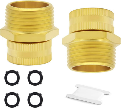 Solid brass Garden Hose Fittings Connectors Adapter Heavy Duty Brass Repair Female to male faucet leader coupler dual water hose connector(3/4" GHT Female to 1/2" NPT Male) 2 Pcs