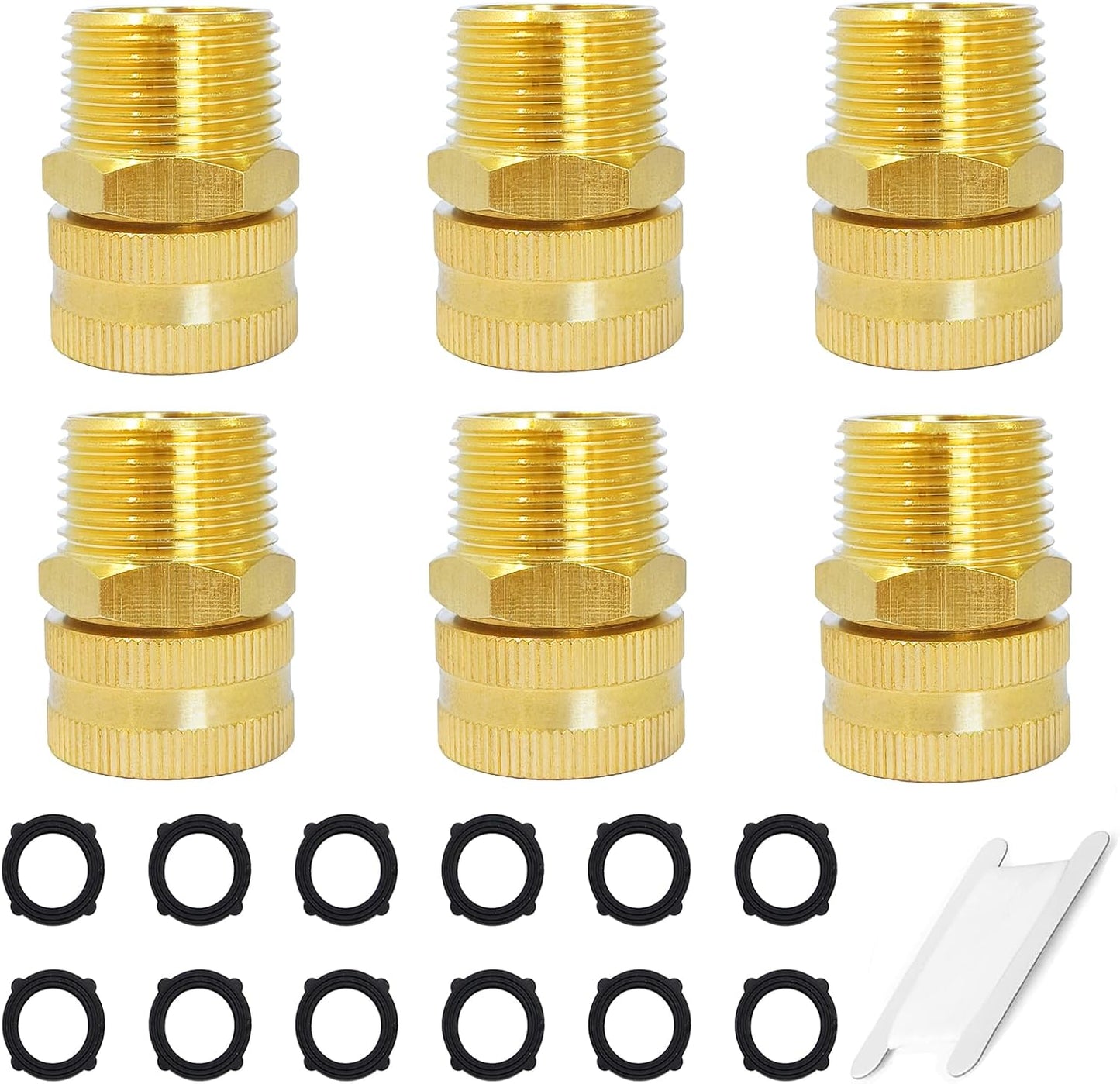 Solid brass Garden Hose Fittings Connectors Adapter Heavy Duty Brass Repair Female to male faucet leader coupler dual water hose connector(3/4" GHT Female to 1/2" NPT Male) 2 Pcs