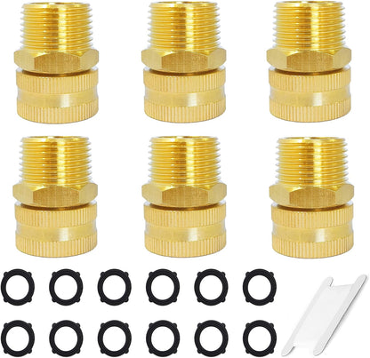 Solid brass Garden Hose Fittings Connectors Adapter Heavy Duty Brass Repair Female to male faucet leader coupler dual water hose connector(3/4" GHT Female to 1/2" NPT Male) 2 Pcs