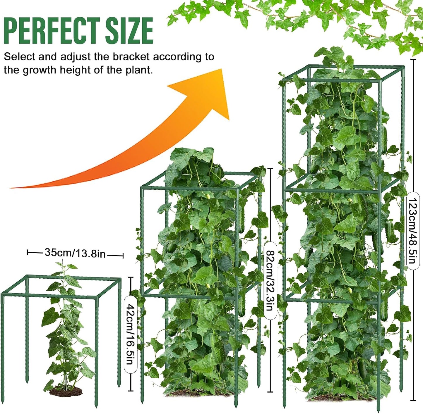 3 Pack Tomato Cages with Clips & Garden Wire, Outdoor Heavy Duty Steel Square Tomato Plant Support Stakes Garden Trellis for Climbing Plants Vegetables Flowers Fruits (41.5 Inch)