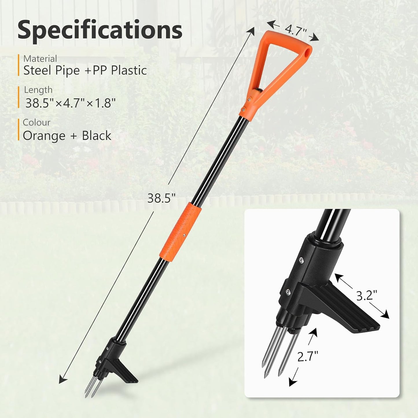 Weed Puller Tool, 3-Claw Stand Up Weed Puller Tool with Long Handle, Garden Weeder Puller Heavy Duty Stand Up Weeder, Weeding Tool for Lawn, Yard, Garden, Crabgrass, Dandelion Picker