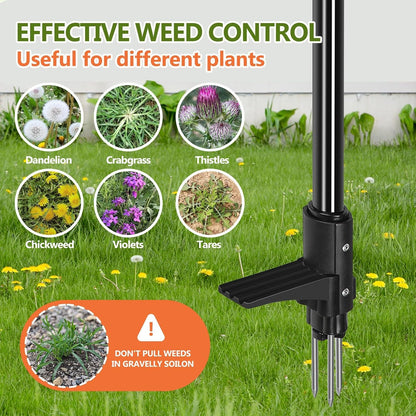 Weed Puller Tool, 3-Claw Stand Up Weed Puller Tool with Long Handle, Garden Weeder Puller Heavy Duty Stand Up Weeder, Weeding Tool for Lawn, Yard, Garden, Crabgrass, Dandelion Picker