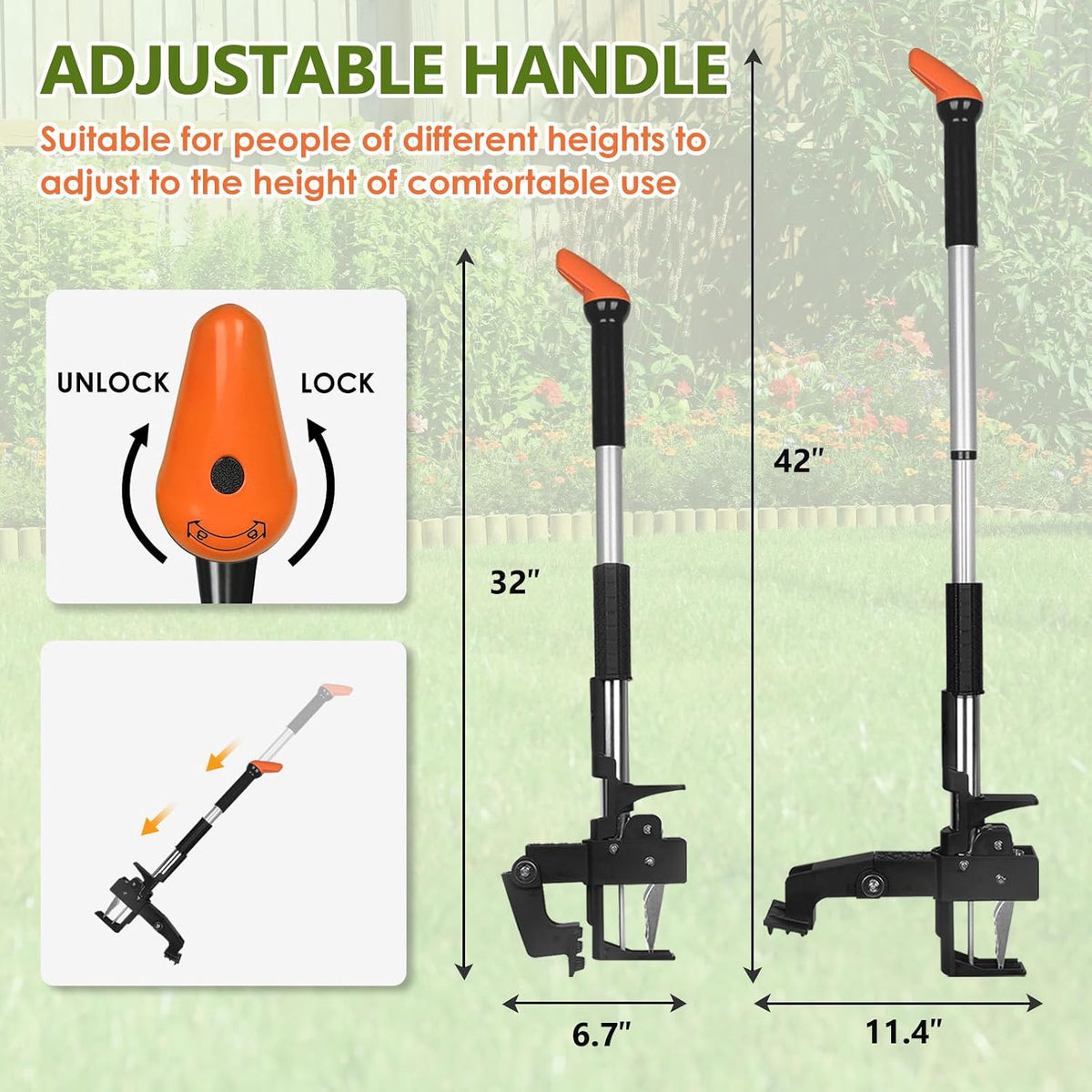 Weed Puller Tool, 3-Claw Stand Up Weed Puller Tool with Long Handle, Garden Weeder Puller Heavy Duty Stand Up Weeder, Weeding Tool for Lawn, Yard, Garden, Crabgrass, Dandelion Picker