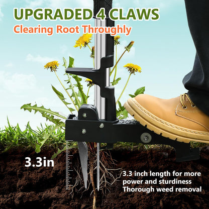 Weed Puller Tool, 3-Claw Stand Up Weed Puller Tool with Long Handle, Garden Weeder Puller Heavy Duty Stand Up Weeder, Weeding Tool for Lawn, Yard, Garden, Crabgrass, Dandelion Picker