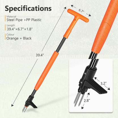 Weed Puller Tool, 3-Claw Stand Up Weed Puller Tool with Long Handle, Garden Weeder Puller Heavy Duty Stand Up Weeder, Weeding Tool for Lawn, Yard, Garden, Crabgrass, Dandelion Picker