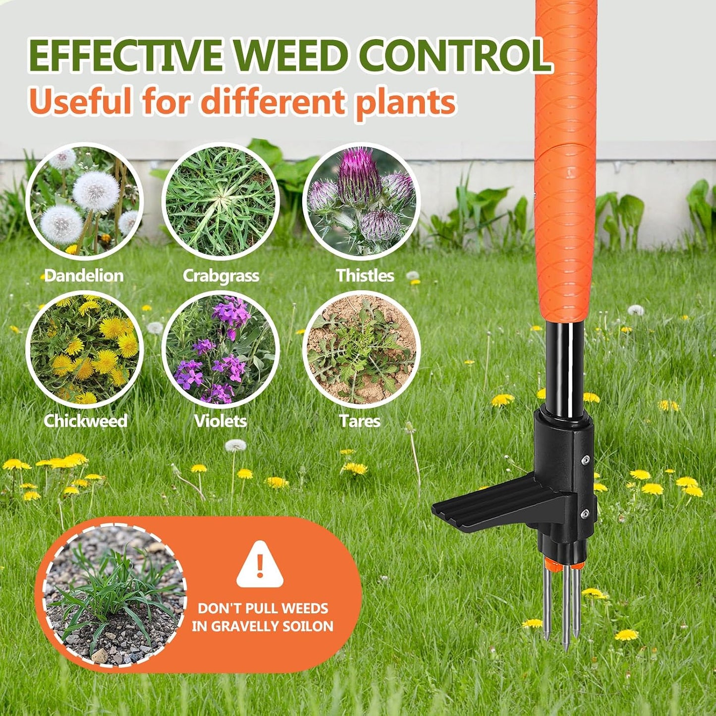 Weed Puller Tool, 3-Claw Stand Up Weed Puller Tool with Long Handle, Garden Weeder Puller Heavy Duty Stand Up Weeder, Weeding Tool for Lawn, Yard, Garden, Crabgrass, Dandelion Picker