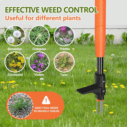 Weed Puller Tool, 3-Claw Stand Up Weed Puller Tool with Long Handle, Garden Weeder Puller Heavy Duty Stand Up Weeder, Weeding Tool for Lawn, Yard, Garden, Crabgrass, Dandelion Picker