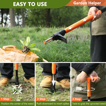 Weed Puller Tool, 3-Claw Stand Up Weed Puller Tool with Long Handle, Garden Weeder Puller Heavy Duty Stand Up Weeder, Weeding Tool for Lawn, Yard, Garden, Crabgrass, Dandelion Picker
