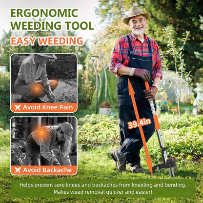 Weed Puller Tool, 3-Claw Stand Up Weed Puller Tool with Long Handle, Garden Weeder Puller Heavy Duty Stand Up Weeder, Weeding Tool for Lawn, Yard, Garden, Crabgrass, Dandelion Picker