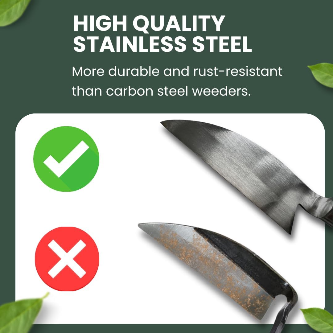 Hounen Miyawaki Nejiri Kama Weeder – Japanese Weeding Sickle, Twisted Stainless Steel, 4.7 in (12 cm) Blade, 13 in (33 cm), Root Slicer for Garden Beds & Crabgrass, Made in Japan
