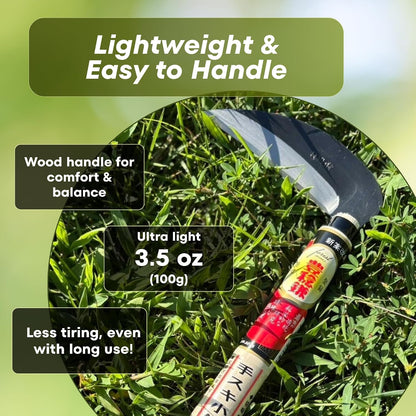 Hounen Miyawaki Nejiri Kama Weeder – Japanese Weeding Sickle, Twisted Stainless Steel, 4.7 in (12 cm) Blade, 13 in (33 cm), Root Slicer for Garden Beds & Crabgrass, Made in Japan