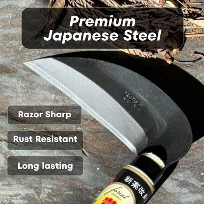 Hounen Miyawaki Nejiri Kama Weeder – Japanese Weeding Sickle, Twisted Stainless Steel, 4.7 in (12 cm) Blade, 13 in (33 cm), Root Slicer for Garden Beds & Crabgrass, Made in Japan