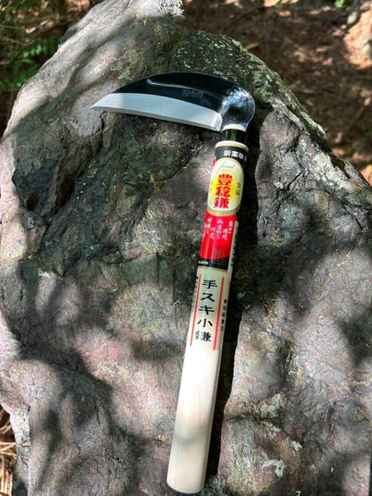 Hounen Miyawaki Nejiri Kama Weeder – Japanese Weeding Sickle, Twisted Stainless Steel, 4.7 in (12 cm) Blade, 13 in (33 cm), Root Slicer for Garden Beds & Crabgrass, Made in Japan