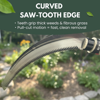 Hounen Miyawaki Nejiri Kama Weeder – Japanese Weeding Sickle, Twisted Stainless Steel, 4.7 in (12 cm) Blade, 13 in (33 cm), Root Slicer for Garden Beds & Crabgrass, Made in Japan