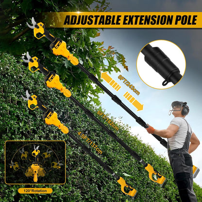 Electric Pruning Shears Compatible with DeWalt 20V Max Battery, 2-in-1 Cordless Garden Shears with 6.56FT Extension Pole, 30mm Cutting Diameter Cordless Pole Pruner Garden Tool(Battery Not Included)