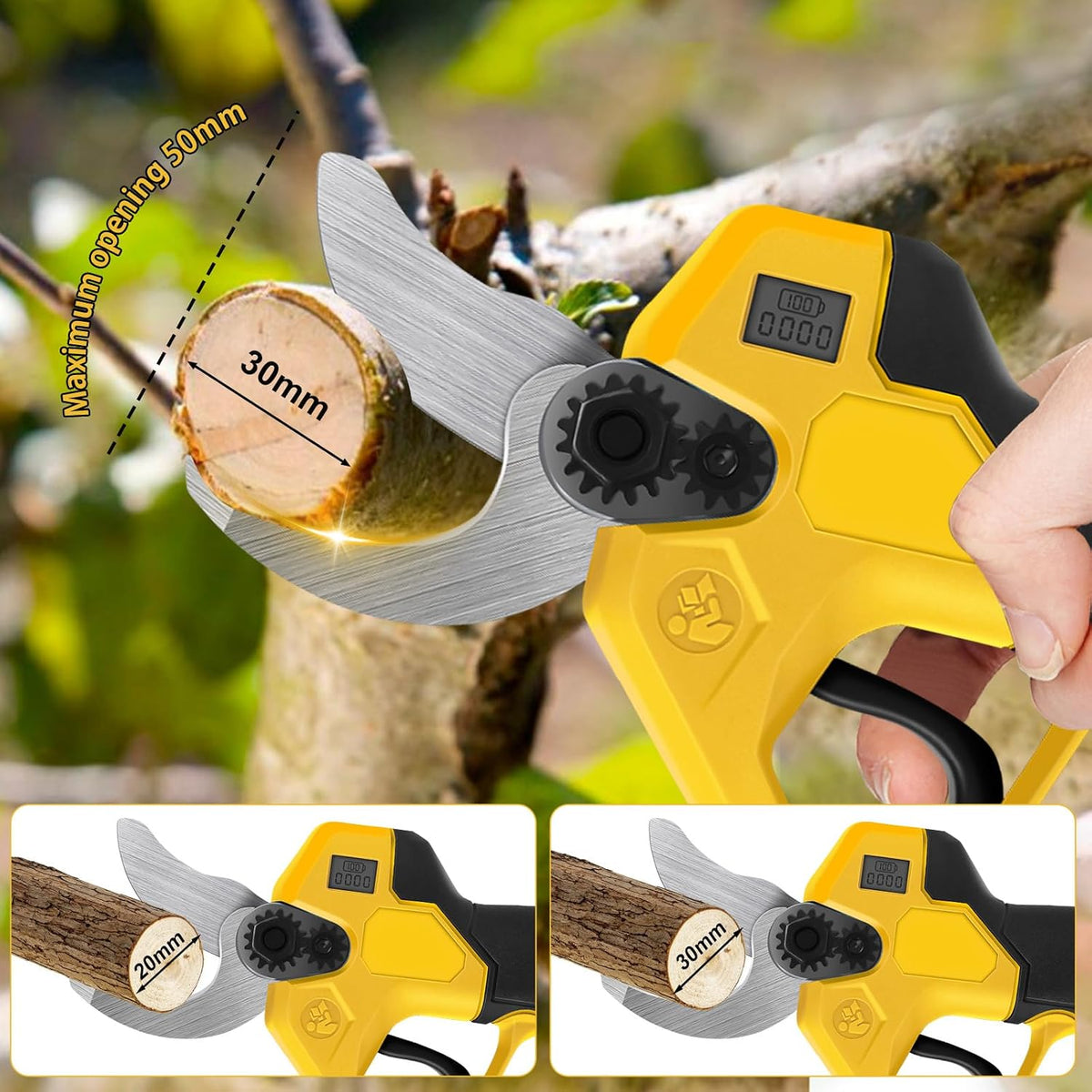 Electric Pruning Shears Compatible with DeWalt 20V Max Battery, 2-in-1 Cordless Garden Shears with 6.56FT Extension Pole, 30mm Cutting Diameter Cordless Pole Pruner Garden Tool(Battery Not Included)