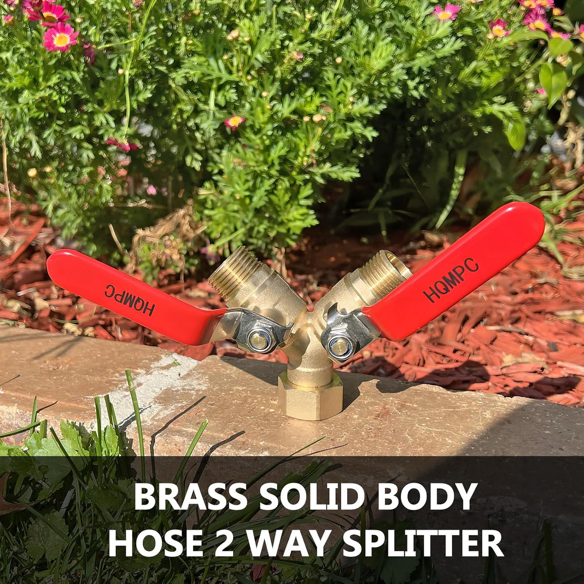 Brass Garden Hose Y Valve Hose Splitter Water Garden Hose Adapter 2 Way 3/4" GHT Thread