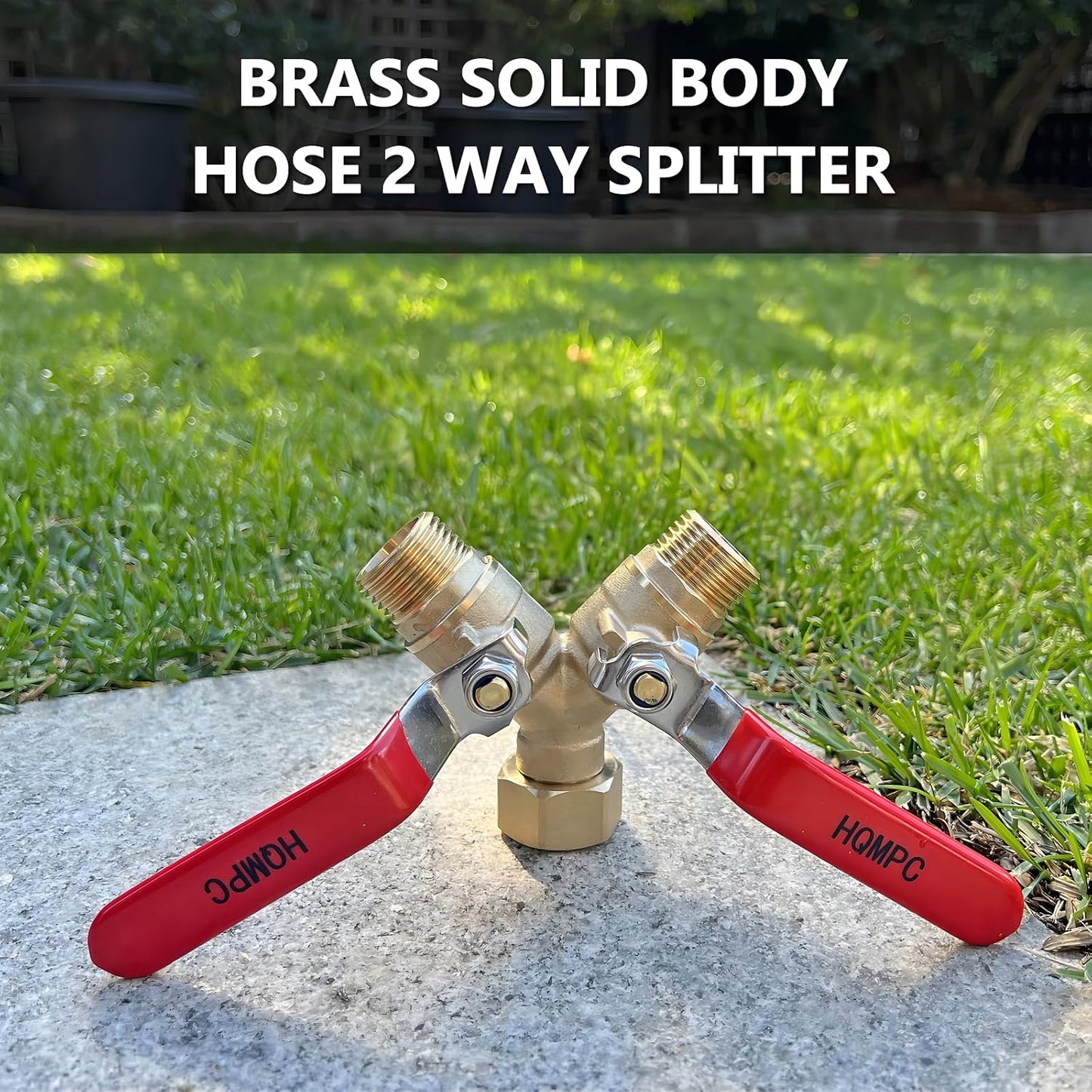 Brass Garden Hose Y Valve Hose Splitter Water Garden Hose Adapter 2 Way 3/4" GHT Thread