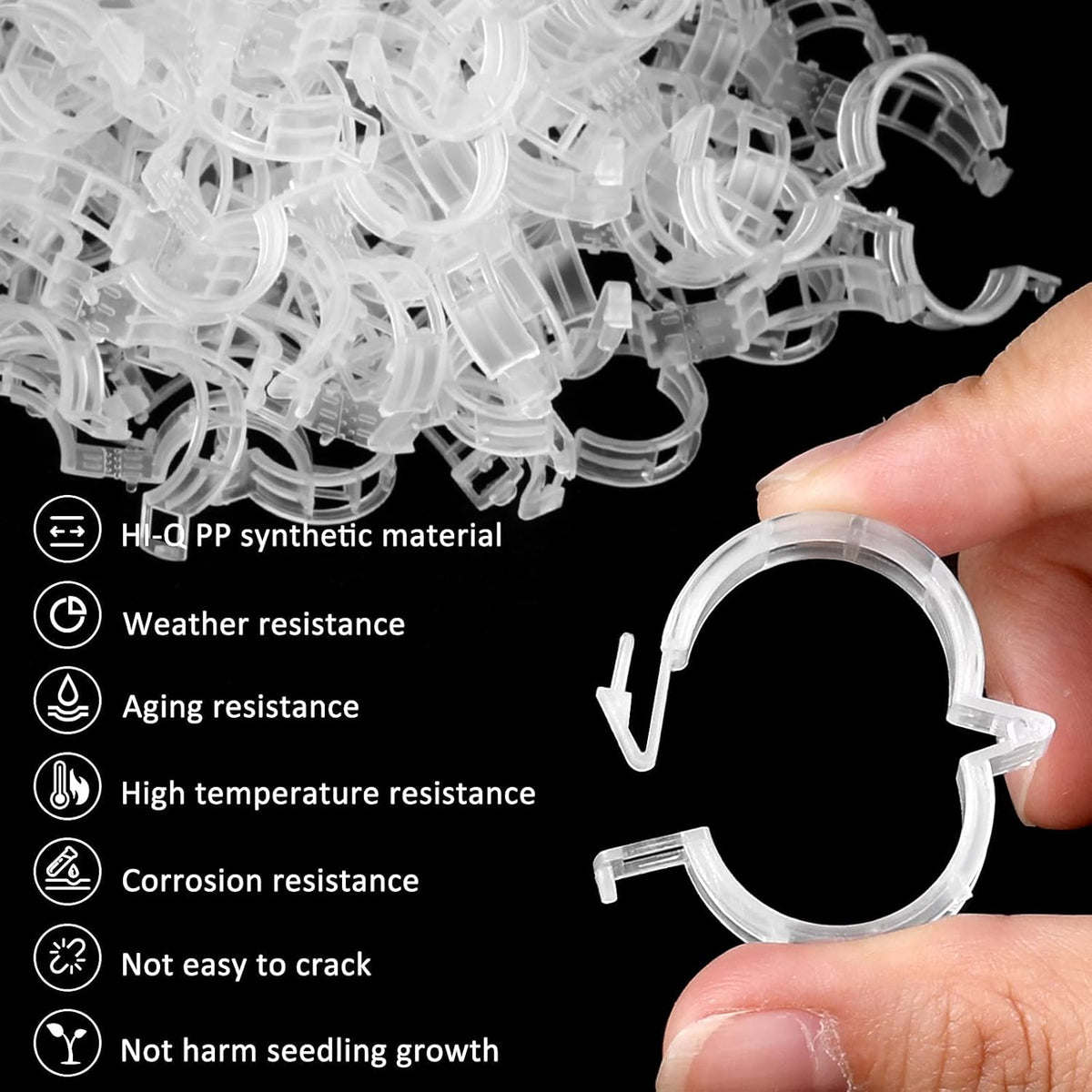200 Pcs Plastic Trellis Plant Support Clips for Support, Grape and Tomato Vine, Vegetables Plants, Garden Clips to Grow Upright Makes Plants Healthier